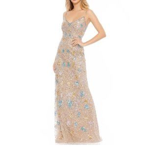 Mac Duggal 9115 V-Neck Open Lace Up Back Sleeveless Sequined Floor Length Gown 4